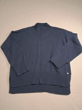 Orb Womens  Navy Turtleneck Rib-Knit Sweater